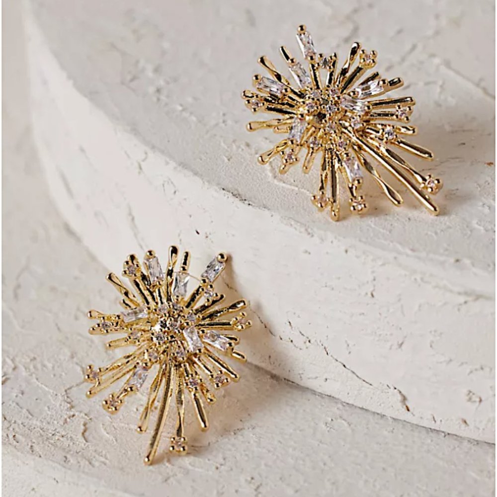 NEW~ Anthropologie Crystal Starburst Earrings - Picture 2 of 7